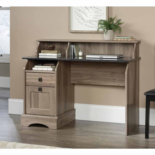 Farmhouse Style Home Office Desk Salt Oak with Rosso Slate Finish - 5422811