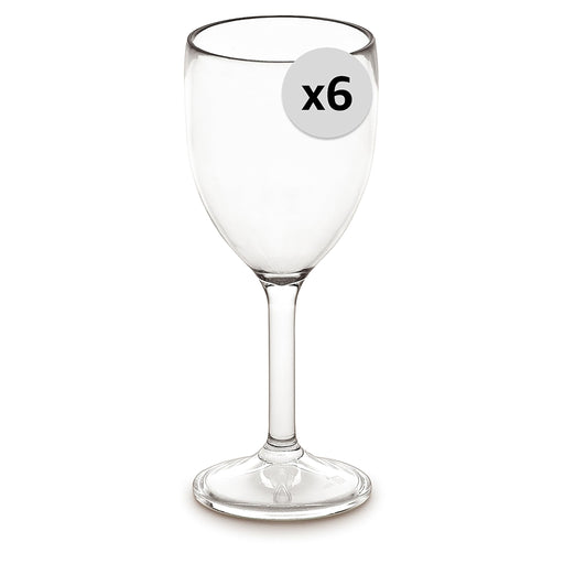 Seco Wine Glass PC (Polycarbonate) 265 ml Transparent Pack of 6