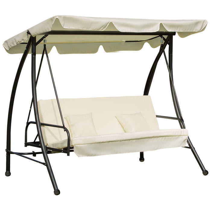 OutSunny 3 Seater Swing Bench Cream, White