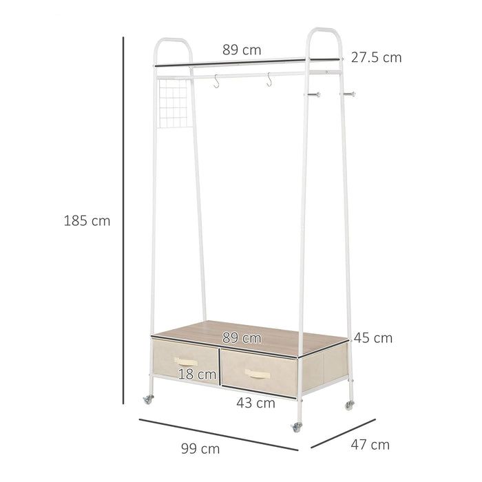 HOMCOM Clothes Rack 850-093 Metal White 470 mm x 990 mm x 1850 mm