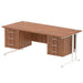 Dynamic Rectangular Office Desk Walnut MFC Cantilever Leg White Frame Impulse 2 x 3 Drawer Fixed Ped 1800 x 800 x 730mm