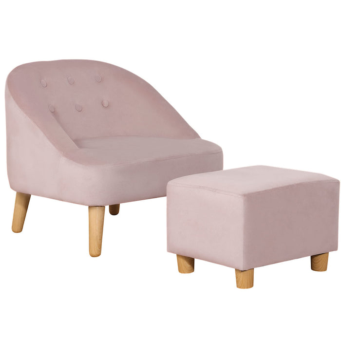 HOMCOM Sofa 310-062V70PK Eucalyptus Wood, Sponge, Dutch Velvet, PP 51 (W) x 51 (D) x 50 (H) mm Pink