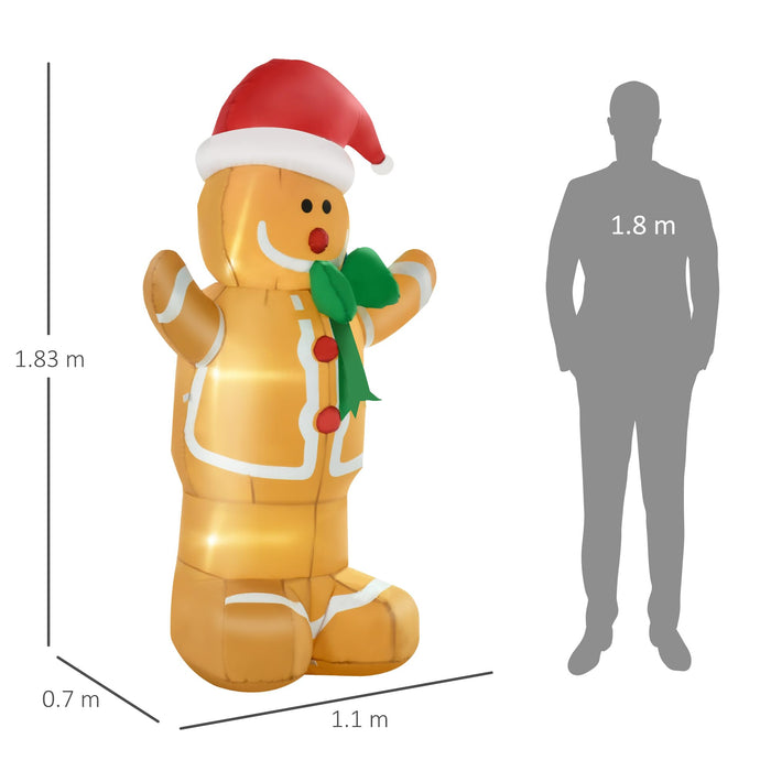 HOMCOM Christmas Gingerbread Man Inflatable Multicolour 70 x 183 cm