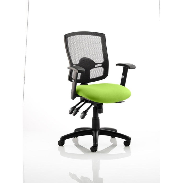 Dynamic Independent Seat & Back Task Operator Chair Height Adjustable Arms Portland III Black Back, Myrrh Green Seat Without Headrest Medium Back