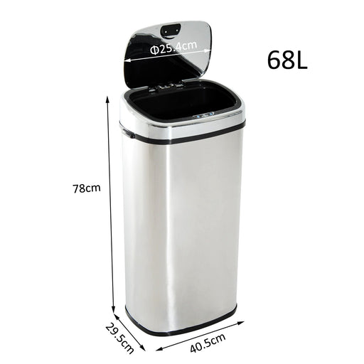 HOMCOM Bin Stainless Steel 40.5 L x 29.5 W x 78 H cm