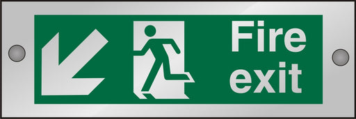 Fire Exit Sign with Down Left Arrow Acrylic 10 x 30 cm