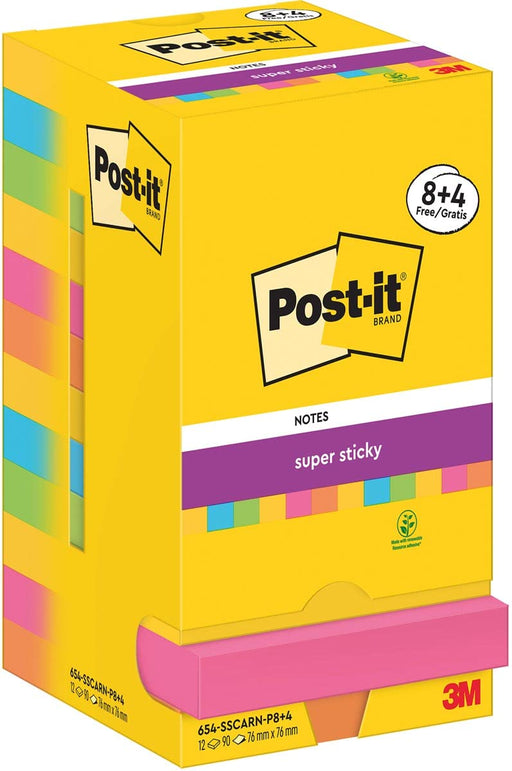 Post-It S/Stick 76X76 90S Crnvl Pk12