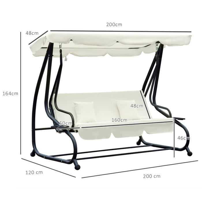 OutSunny 2 in 1 Swing Bench Cream White