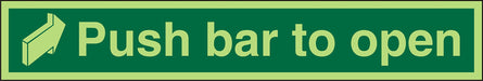 Exit Sign Push Bar To Open with Right Arrow Vinyl Green 5 x 30 cm