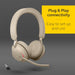 Jabra Evolve2 65 UC Stereo - Headset - on-ear - Bluetooth - wireless - USB-A - noise isolating - beige