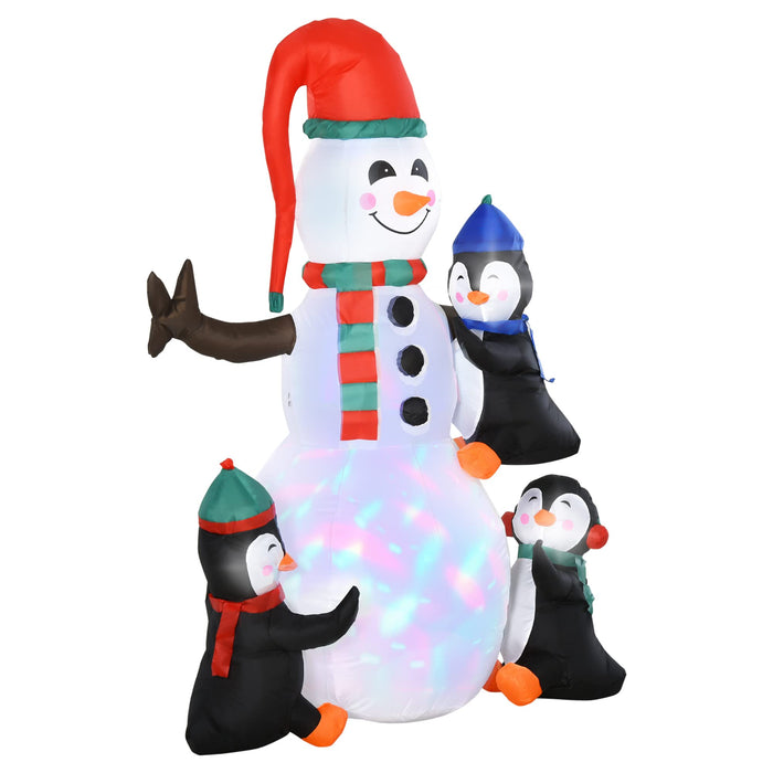 HOMCOM Christmas Snowman and Penguins Inflatable Multicolour 70 x 180 cm