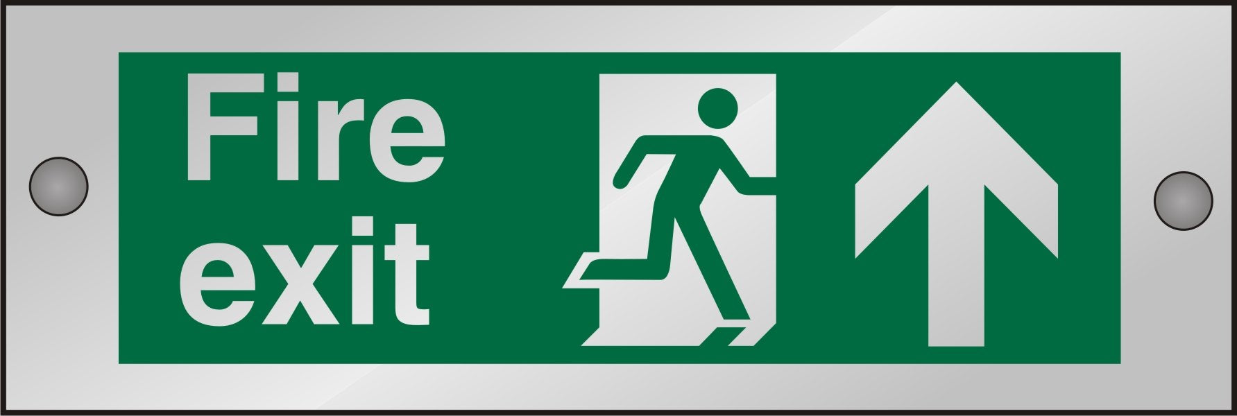 Fire Exit Sign with Up Arrow Self Adhesive Acrylic Green 10 x 30 cm