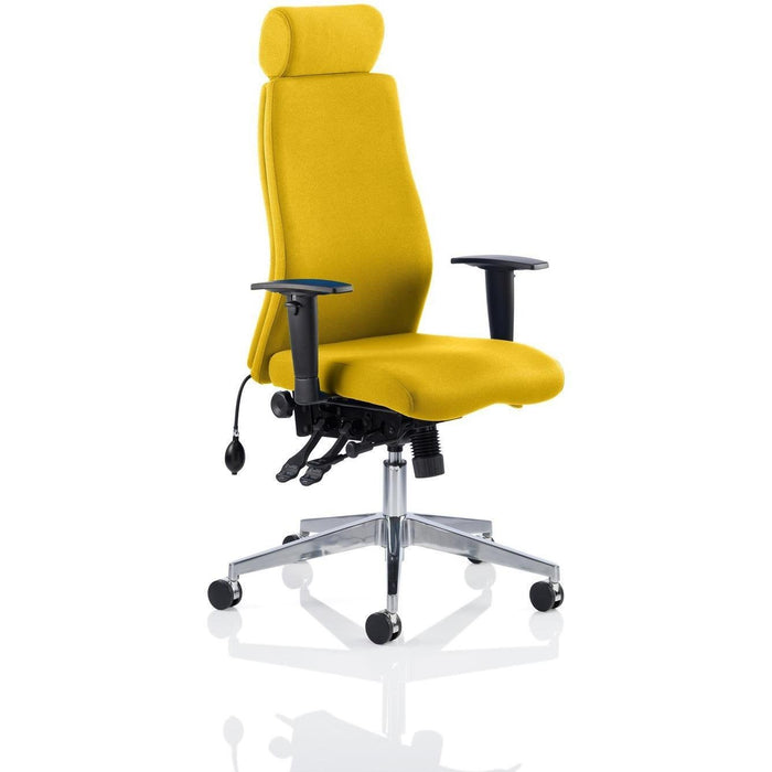 Dynamic Independent Seat & Back Posture Chair Bergamot Cherry Fabric Height Adjustable Arms Onyx With Headrest High Back