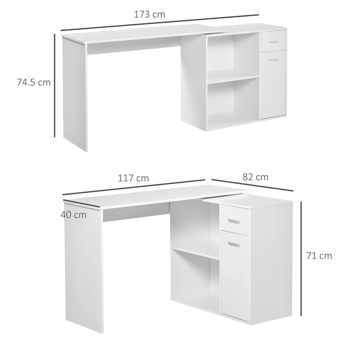 HOMCOM L Shaped Desk White 820 x 740 mm