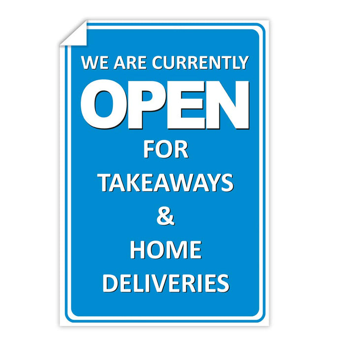 Trodat Window Sticker We are currently open for takeaways and home deliveries PVC 20 x 30 cm Pack of 3