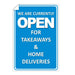 Trodat Window Sticker We are currently open for takeaways and home deliveries PVC 20 x 30 cm Pack of 3