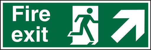 Fire Exit Sign Up Right Arrow Vinyl 10 x 30 cm