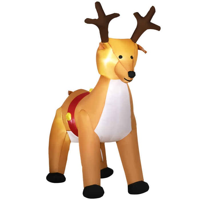 HOMCOM Christmas Reindeer Inflatable Yellow