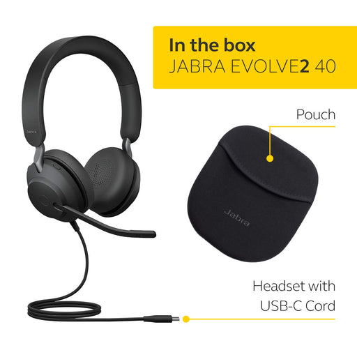 Jabra Evolve2 40 UC Stereo - Headset - on-ear - wired - USB-C - noise isolating