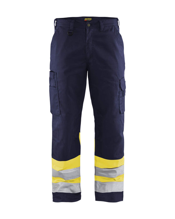 BLÅKLÄDER Trousers 15641811 Cotton, PL (Polyester) Navy Blue, Yellow Size 44R