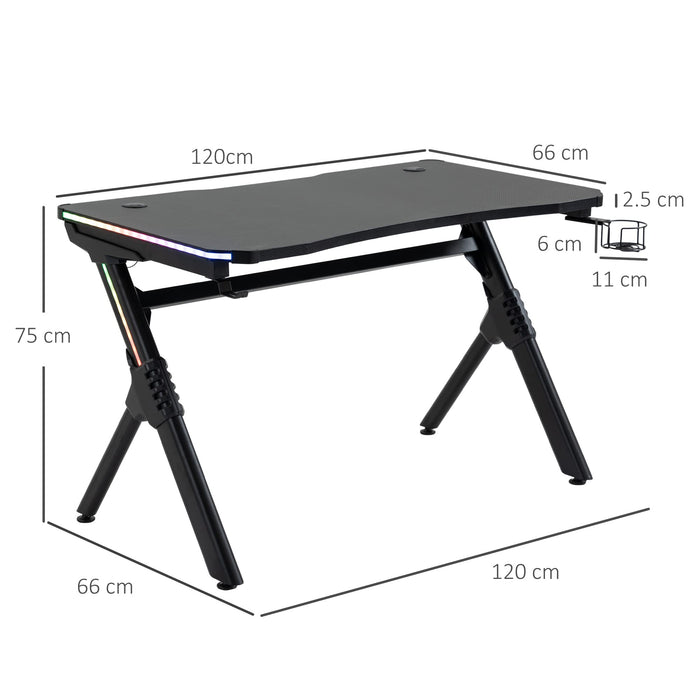 HOMCOM Gaming Desk Steel Black 666 x 750 mm