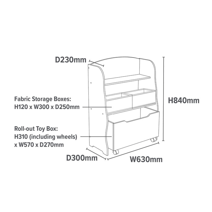 LIBERTY HOUSE TOYS Storage Unit TFLH024CD Medium-density fibreboard and Fabric 3+ 630 (W) x 300 (D) x 840 (H) mm White