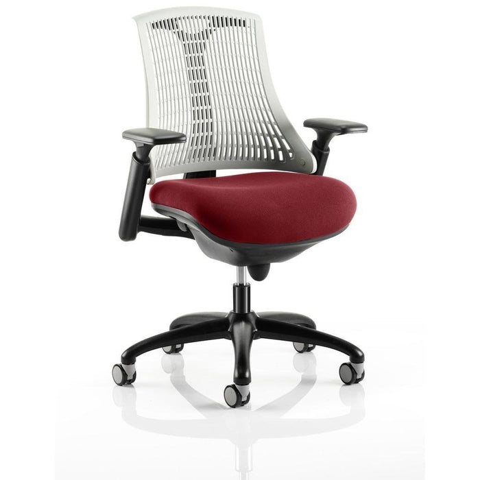 Dynamic Synchro Tilt Task Operator Chair Height Adjustable Arms Flex White Back, Ginseng Chilli Seat, Black Frame Without Headrest Medium Back