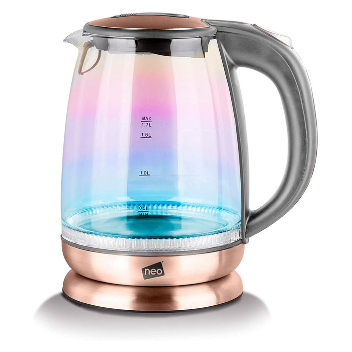 NEO Kettle RAIN-GC 1.7 L Glass & Stainless Steel 2200 W Grey, Copper