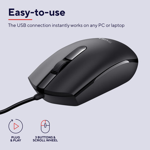 Trust Basi 1200 DPI USB Type-A Optical Ambidextrous Mouse