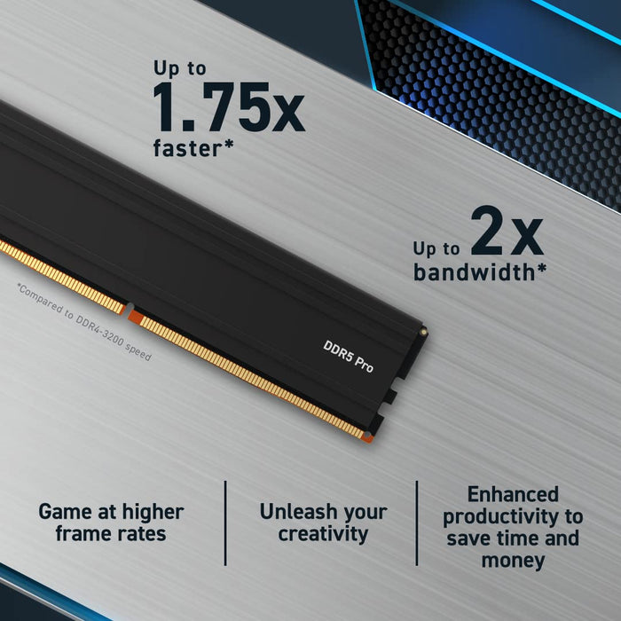 Crucial - DDR5 - kit - 48 GB: 2 x 24 GB - DIMM 288-pin - 5600 MHz / PC5-44800 - CL46 - 1.1 V - unbuffered - on-die ECC - black