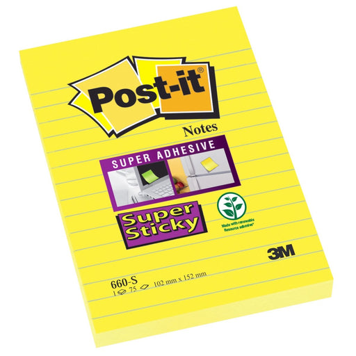 Post-It Spr Stcky Nte 102X152 Yw Pk6