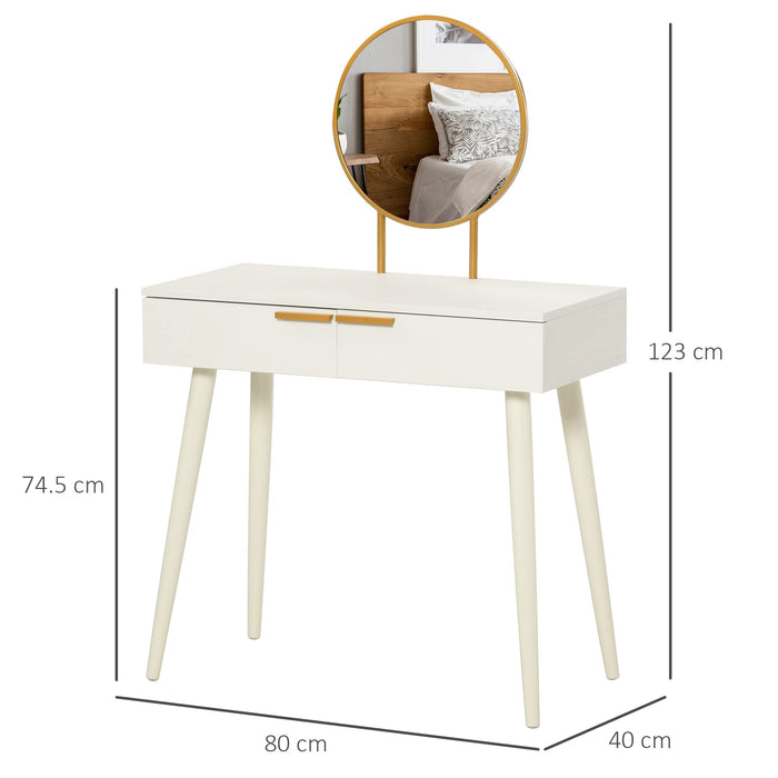 HOMCOM Table Particle board, Rubber Wood White 80 x 40 x 123 cm