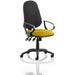 Dynamic Permanent Contact Backrest Task Operator Chair Loop Arms Eclipse Plus XL Black Back, Senna Yellow Seat Without Headrest High Back