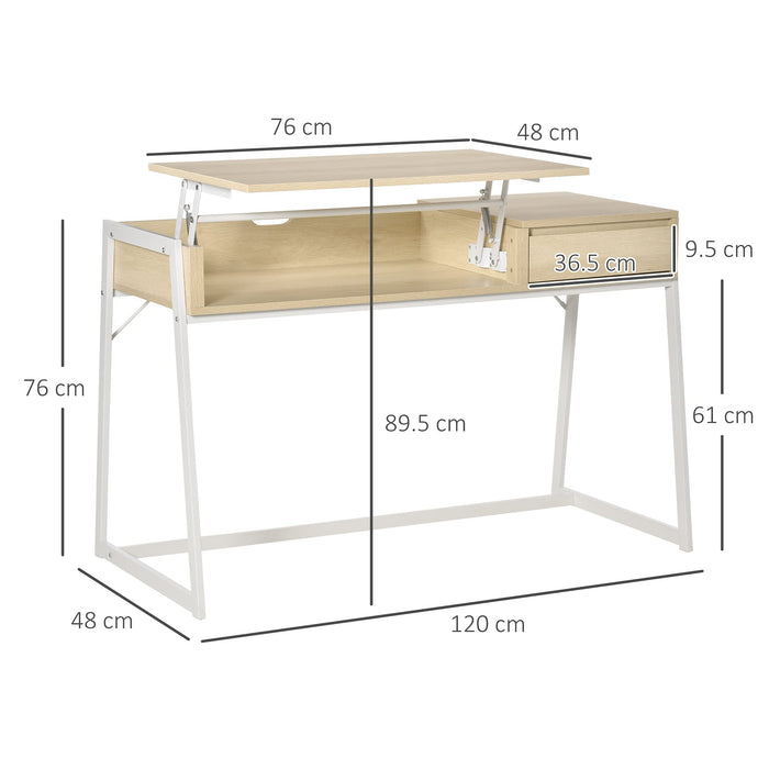 HOMCOM Desk Natural Wood Finish 480 x 760 mm