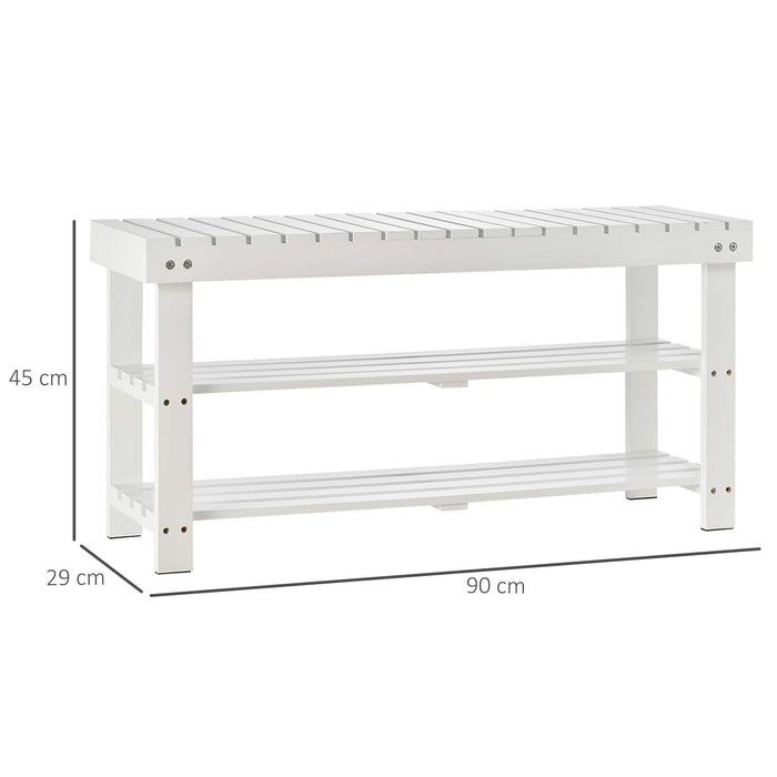 SHOE BENCH 3TIER NAT 90L X 29W X45H