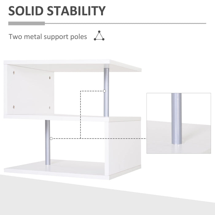 Homcom Coffee Table Organizer with 2 Drawers White 500 x 500 x 500 mm