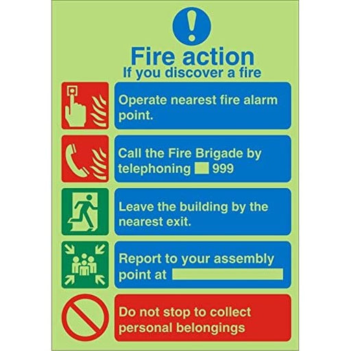 Fire Action Sign If You Discover A Fire Plastic 30 x 20 cm