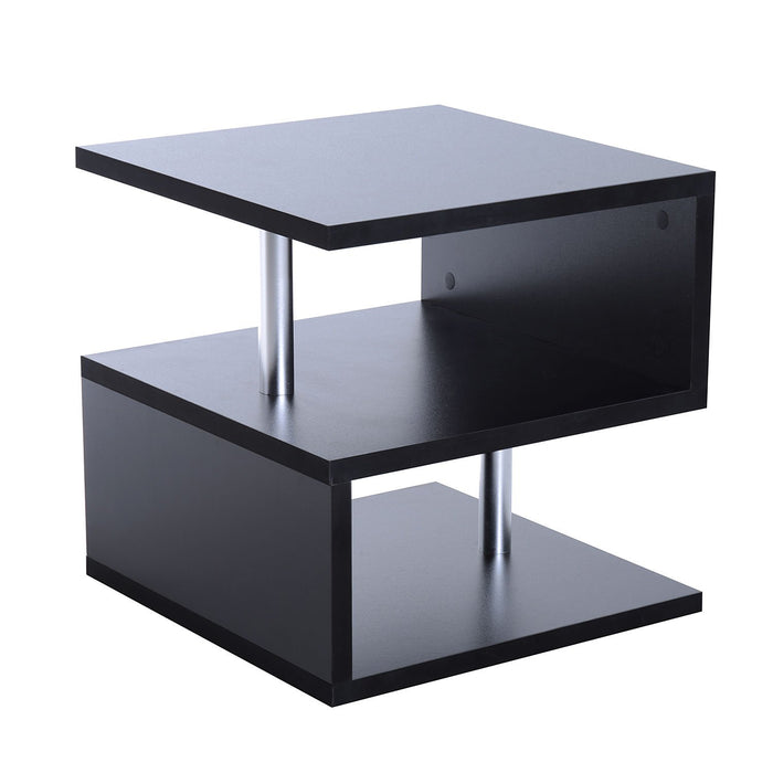 Homcom Coffee Table 2 Tier with Shelves Black 500 x 500 x 500 mm