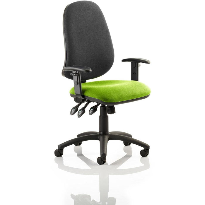 Dynamic Independent Seat & Back Task Operator Chair Height Adjustable Arms Eclipse Plus XL Black Back, Myrrh Green Seat Without Headrest High Back