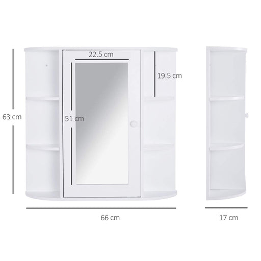 HOMCOM Mirror Cabinet Glass,MDF (Medium-Density Fibreboard) White 66 x 17 x 63 cm