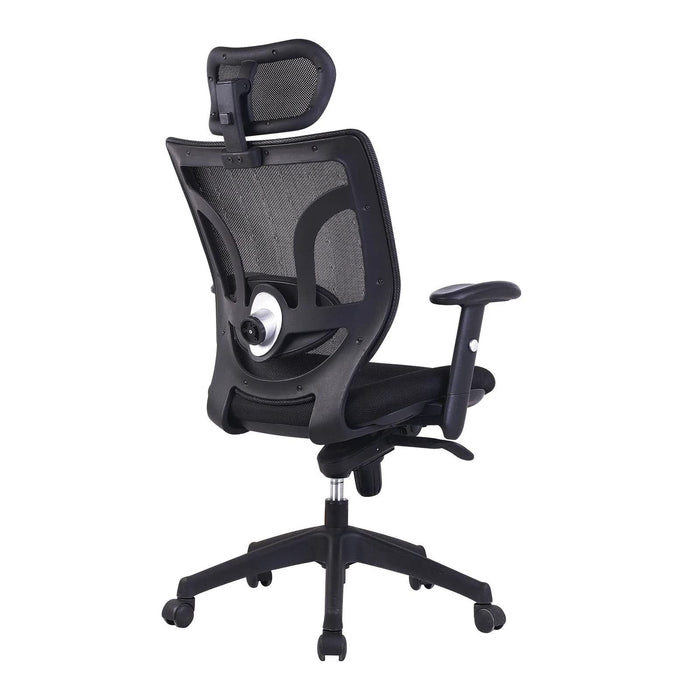 Nautilus Designs Ltd. High Back Mesh Synchronous Executive Armchair with Integral Headrest - Black