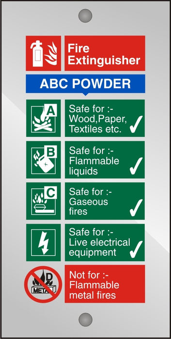 Fire Extinguisher Sign ABC Powder Acrylic 20 x 10 cm