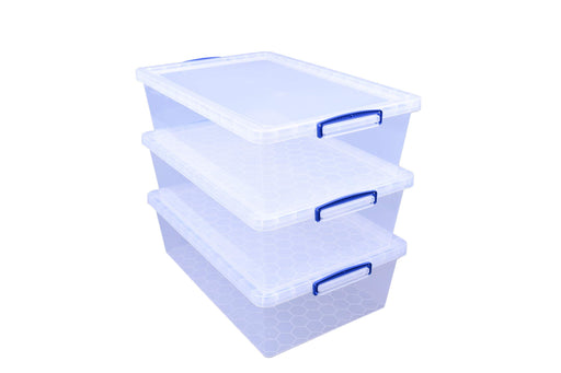 Really Useful Box Plastic Nestable Storage Boxes 43 Litre 440 x 695 x 230 mm Pack of 3