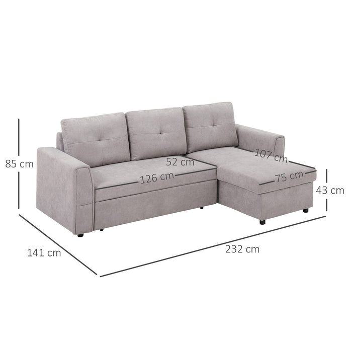 HOMCOM Sofa Bed Grey 1,410 x 850 mm