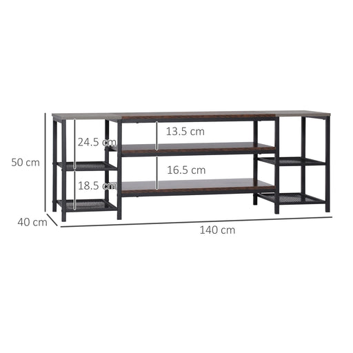 HOMCOM TV Stand Particle Board,Steel Grey 140 x 40 x 50 cm