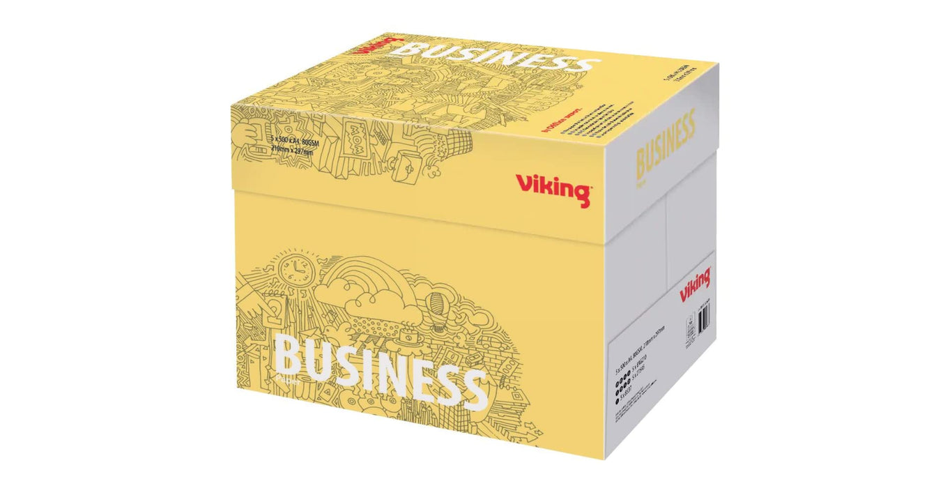 Viking Business A4 Printer Paper White 80 gsm Smooth 2500 Sheets