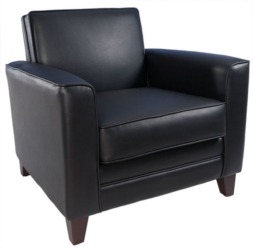 Newport Leather Faced Reception Armchair Black - N3561