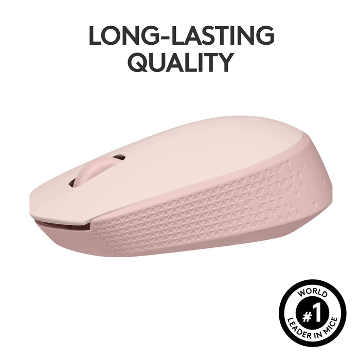 Logitech M171 1000 DPI Ambidextrous RF Wireless Optical Mouse Rose Pink