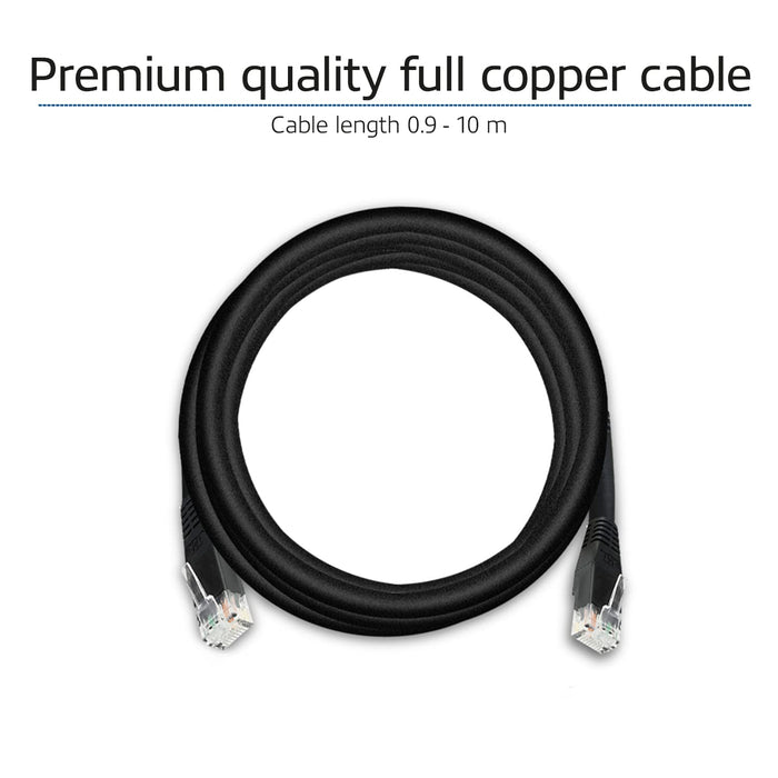 ACT Black 3 M U/UTP Cat6 Patch Cable With RJ45 Connectors