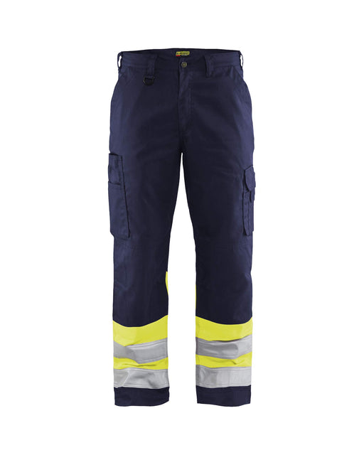 BLÅKLÄDER Trousers 15641811 Cotton, PL (Polyester) Navy Blue, Yellow Size 38R